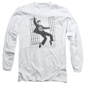 White men's long sleeve t-shirt with Elvis Presley Jailhouse Rock graphic