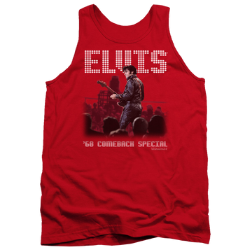 Red men's tank with Elvis Presley Return Of The King graphic