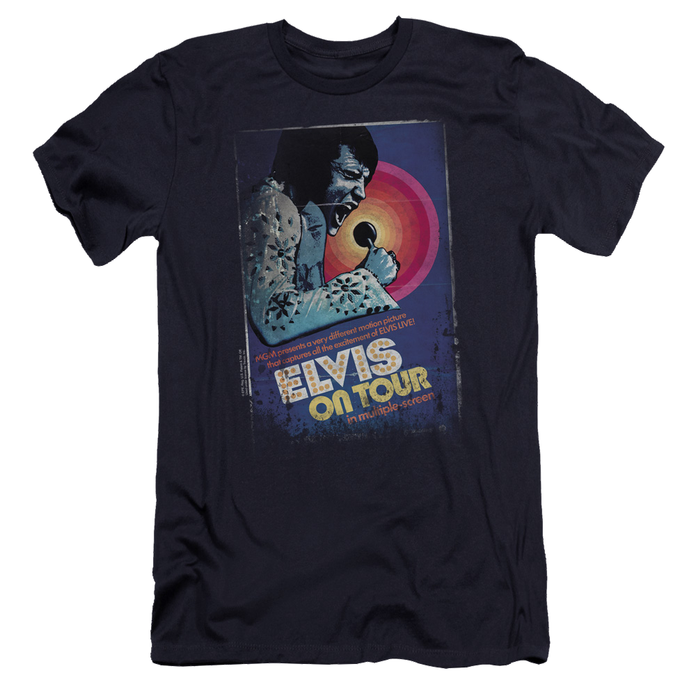 Elvis Presley On Tour Poster - Men's Premium Slim Fit T-Shirt Men's Premium Slim Fit T-Shirt Elvis Presley