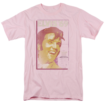 Pink men's regular fit t-shirt with Elvis Presley Trouble With Girls graphic