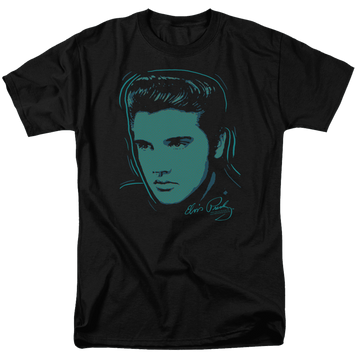 Black men's regular fit t-shirt with Elvis Presley Young Dots graphic