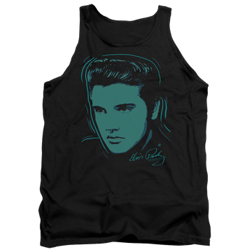Black men's tank with Elvis Presley Young Dots graphic