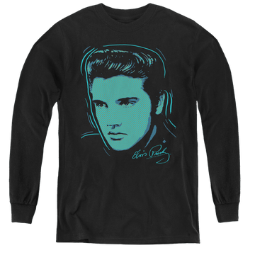 Black youth long sleeve t-shirt with Elvis Presley Young Dots graphic