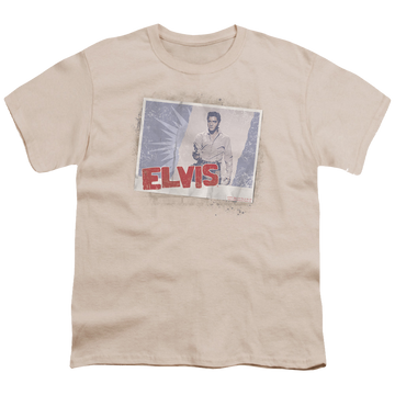 Sand youth t-shirt for ages 8 to 12 with Elvis Presley Tough Guy Poster graphic