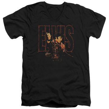 Black men's v-neck t-shirt with Elvis Presley Take My Hand graphic