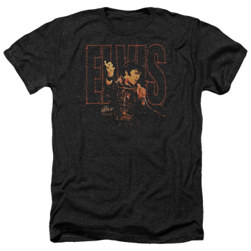 Charcoal men's heather t-shirt with Elvis Presley Take My Hand graphic