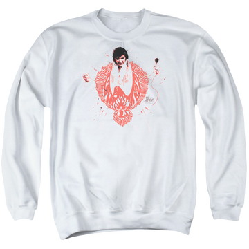 White men's crewneck sweatshirt with Elvis Presley Red Pheonix graphic
