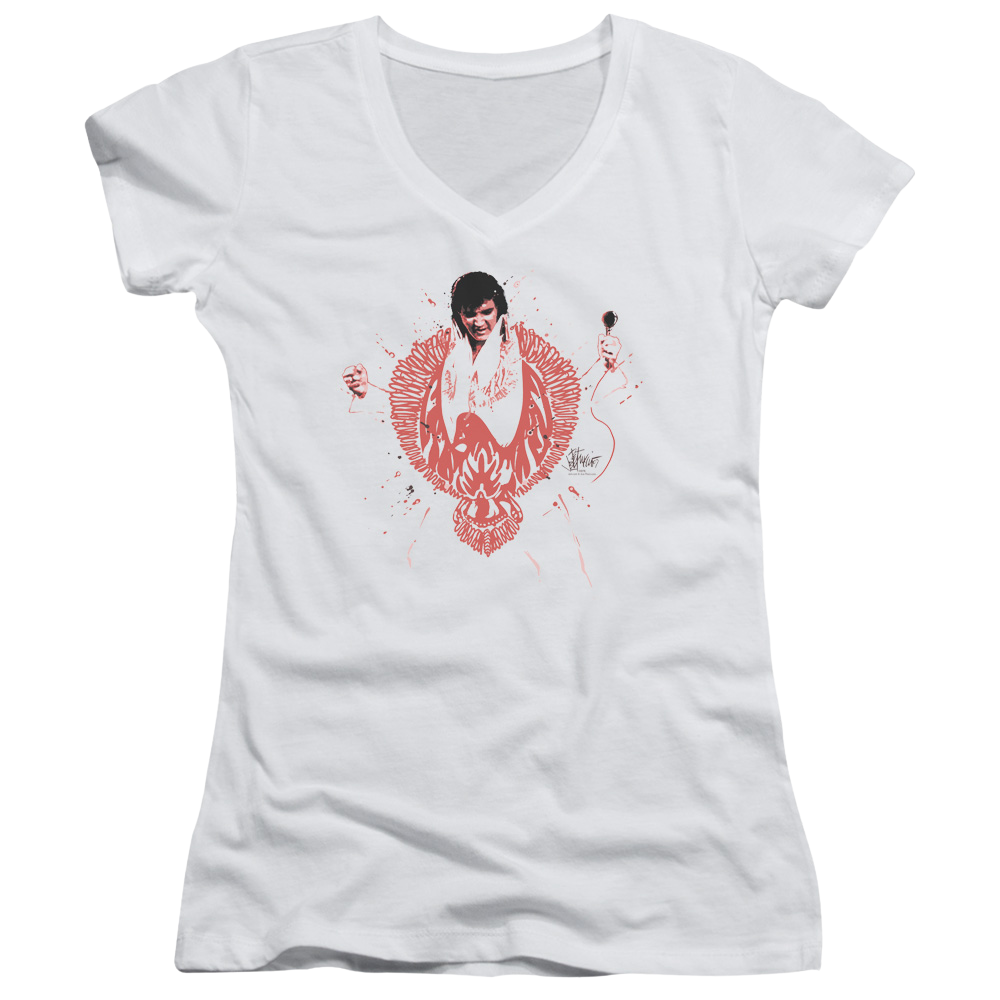 Elvis Presley Red Pheonix - Juniors V-Neck T-Shirt Juniors V-Neck T-Shirt Elvis Presley