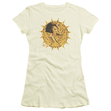 Cream juniors t-shirt with Elvis Presley Sundial graphic
