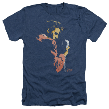 Navy men's heather t-shirt with Elvis Presley Early Elvis graphic
