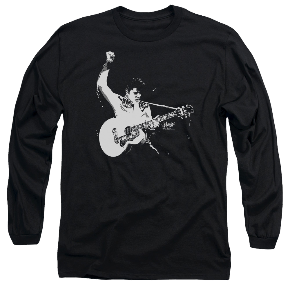 Elvis Presley Black And White Guitarman - Men's Long Sleeve T-Shirt Men's Long Sleeve T-Shirt Elvis Presley