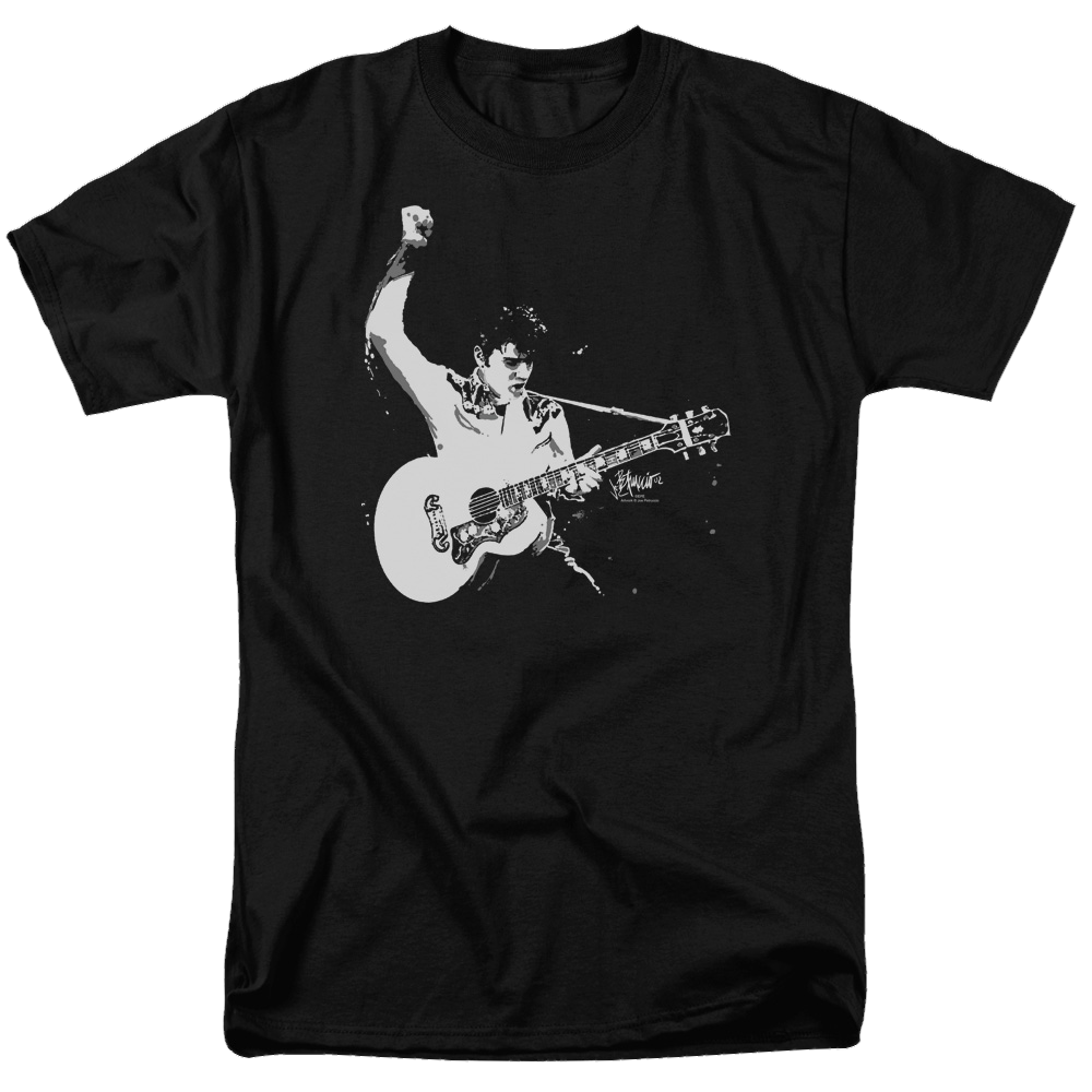 Elvis Presley Black And White Guitarman - Men's Regular Fit T-Shirt Men's Regular Fit T-Shirt Elvis Presley