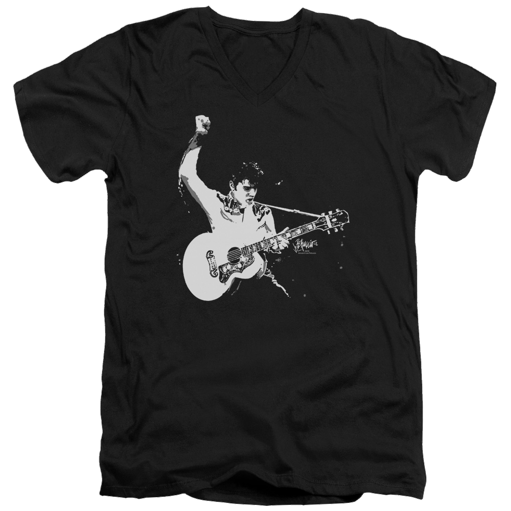 Elvis Presley Black And White Guitarman - Men's V-Neck T-Shirt Men's V-Neck T-Shirt Elvis Presley