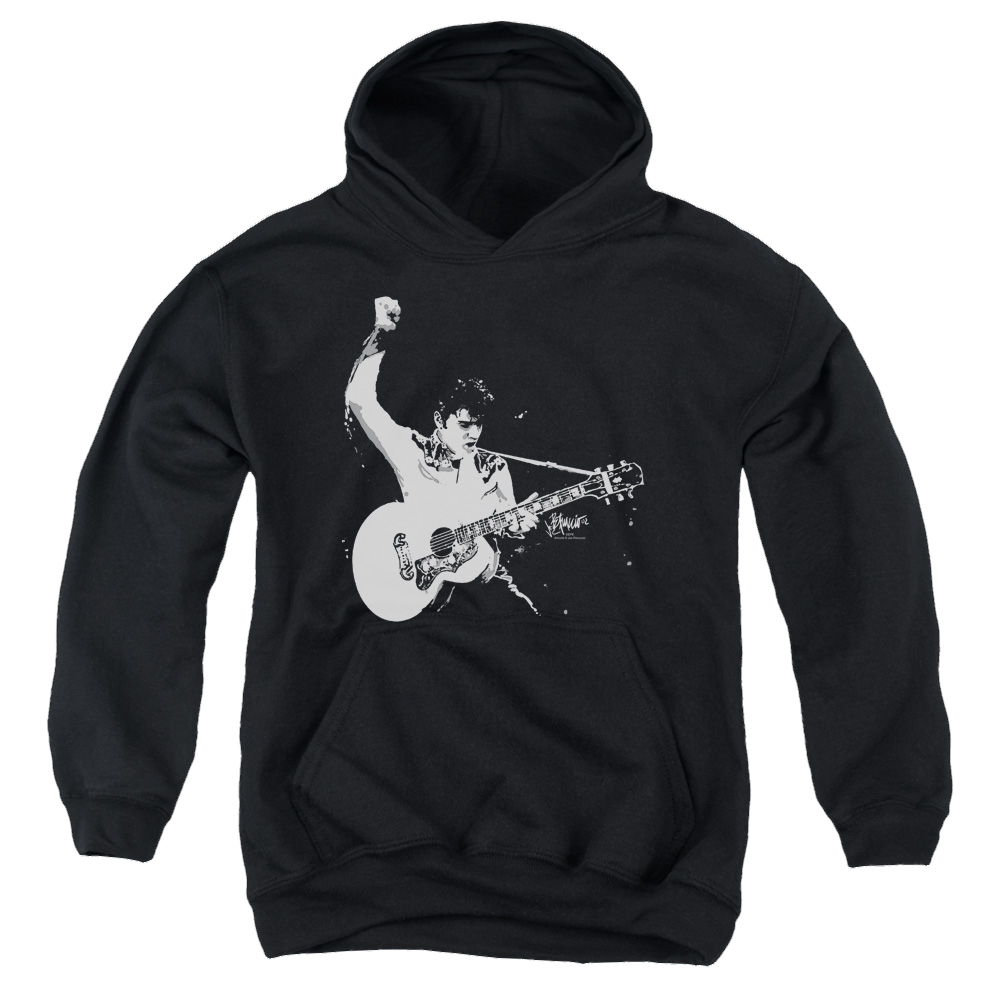 Elvis Presley Black And White Guitarman - Youth Hoodie (Ages 8-12) Youth Hoodie (Ages 8-12) Elvis Presley