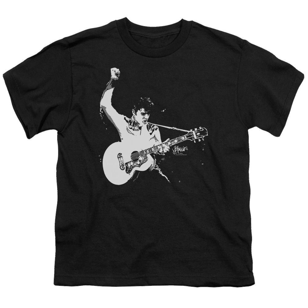 Elvis Presley Black And White Guitarman - Youth T-Shirt (Ages 8-12) Youth T-Shirt (Ages 8-12) Elvis Presley