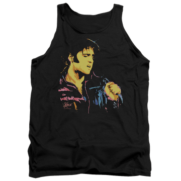 Black men's tank with Elvis Presley Neon Elvis graphic