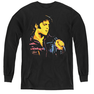 Black youth long sleeve t-shirt with Elvis Presley Neon Elvis graphic