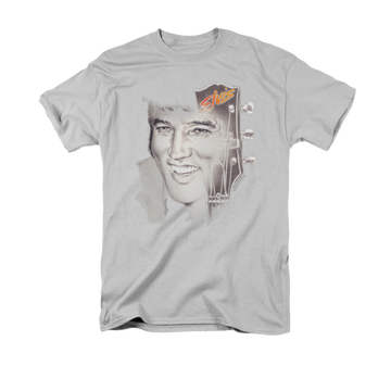 Silver men's regular fit t-shirt with Elvis Presley Smile 2 graphic