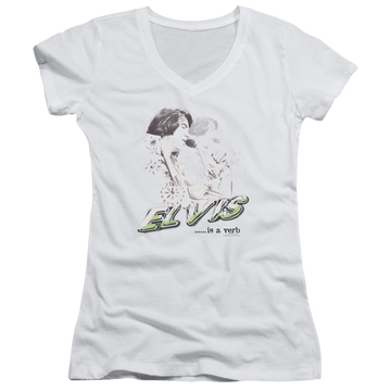 Elvis Presley Elvis Is A Verb - Juniors V-Neck T-Shirt Juniors V-Neck T-Shirt Elvis Presley
