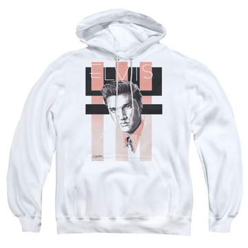 White pullover hoodie with Elvis Presley Retro graphic