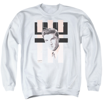 White men's crewneck sweatshirt with Elvis Presley Retro graphic