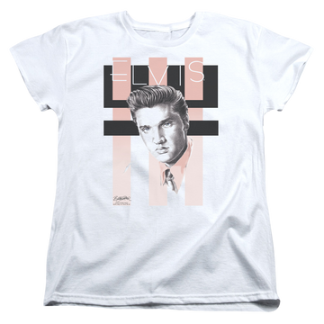 White women's t-shirt with Elvis Presley Retro graphic