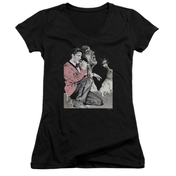 Elvis Presley Rock N Roll Smoke - Juniors V-Neck T-Shirt Juniors V-Neck T-Shirt Elvis Presley