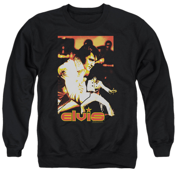 Black men's crewneck sweatshirt with Elvis Presley Showman graphic