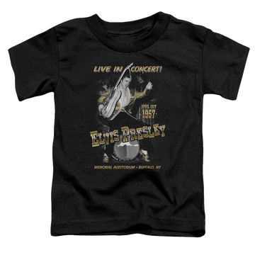 Black toddler t-shirt with Elvis Presley Live In Buffalo graphic