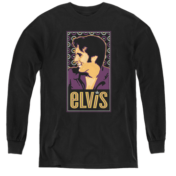 Black youth long sleeve t-shirt with Elvis Presley Elvis Is graphic