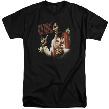 Black men's tall fit t-shirt with Elvis Presley Soulful graphic