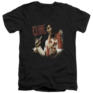 Black men's v-neck t-shirt with Elvis Presley Soulful graphic