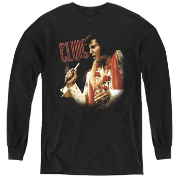Black youth long sleeve t-shirt with Elvis Presley Soulful graphic