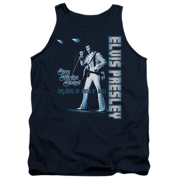Navy men's tank with Elvis Presley One Night Only graphic