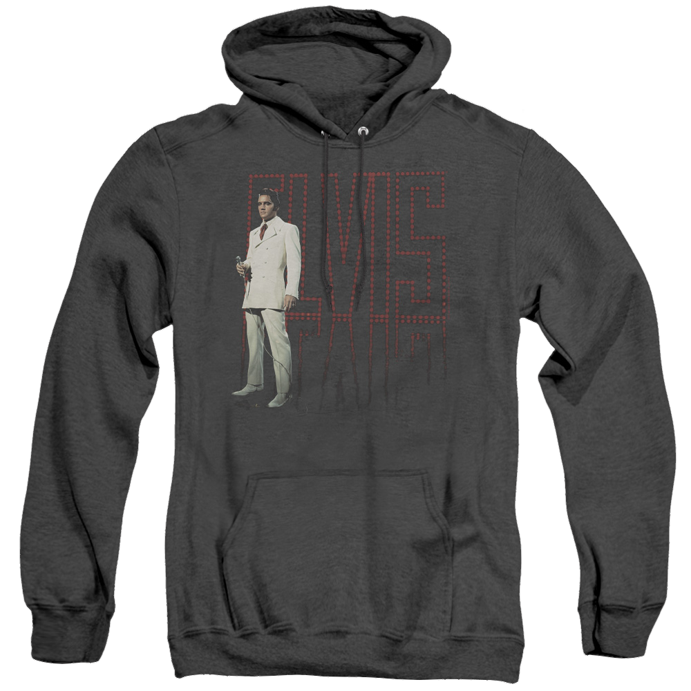 Elvis Presley White Suit - Heather Pullover Hoodie Heather Pullover Hoodie Elvis Presley