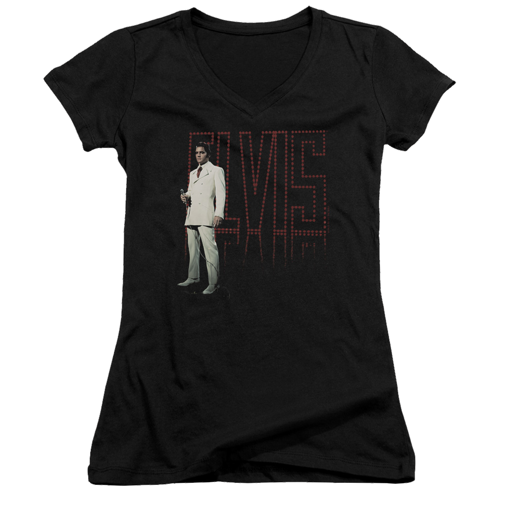 Elvis Presley White Suit - Juniors V-Neck T-Shirt Juniors V-Neck T-Shirt Elvis Presley