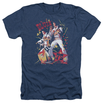 Navy men's heather t-shirt with Elvis Presley Eagle Elvis graphic