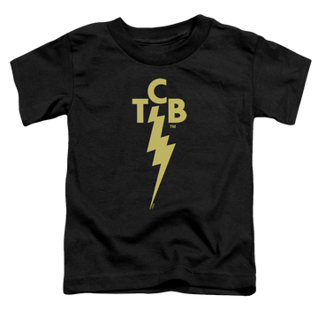 Black toddler t-shirt with Elvis Presley Tcb Logo graphic