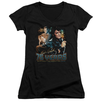 Elvis Presley 75 Years - Juniors V-Neck T-Shirt Juniors V-Neck T-Shirt Elvis Presley