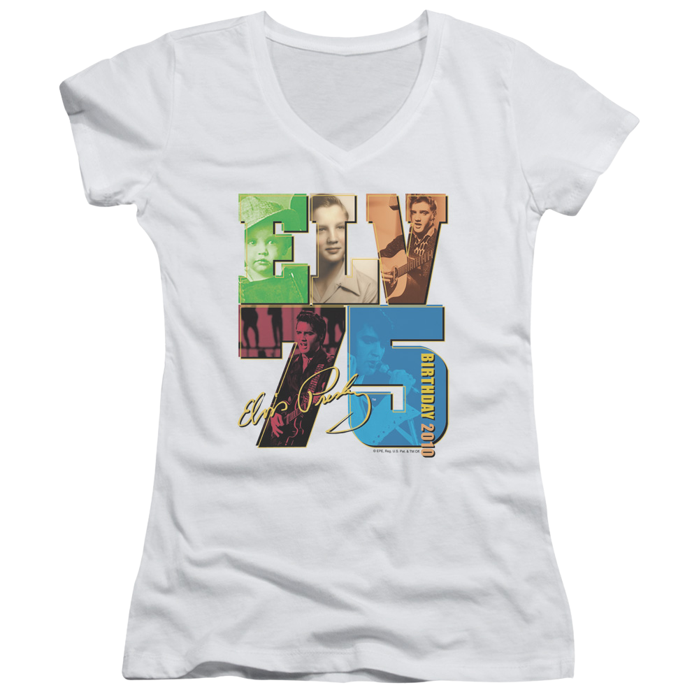 Elvis Presley Birthday 2010 - Juniors V-Neck T-Shirt Juniors V-Neck T-Shirt Elvis Presley