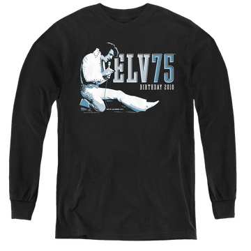 Black youth long sleeve t-shirt with Elvis Presley Elv 75 Logo graphic