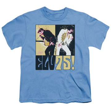 Carolina blue youth t-shirt for ages 8 to 12 with Elvis Presley Still The King graphic