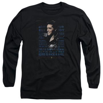 Black men's long sleeve t-shirt with Elvis Presley Icon graphic