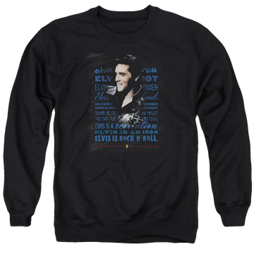 Black men's crewneck sweatshirt with Elvis Presley Icon graphic