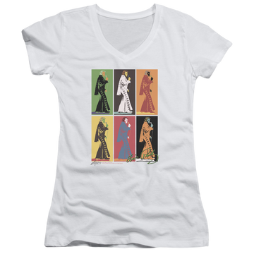 Elvis Presley Retro Boxes - Juniors V-Neck T-Shirt Juniors V-Neck T-Shirt Elvis Presley