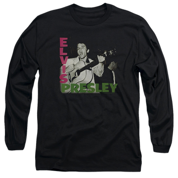 Black men's long sleeve t-shirt with Elvis Presley Album graphic
