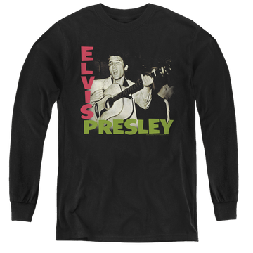 Black youth long sleeve t-shirt with Elvis Presley Album graphic