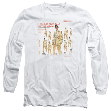 White men's long sleeve t-shirt with Elvis Presley 50 Million Fans graphic