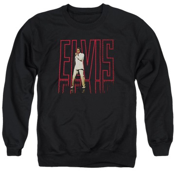 Black men's crewneck sweatshirt with Elvis Presley Elvis 68 Album graphic