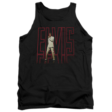 Black men's tank with Elvis Presley Elvis 68 Album graphic